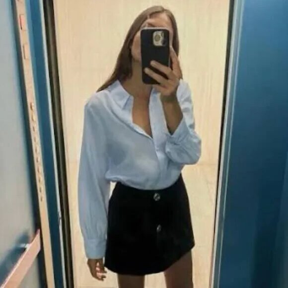 ZARA BLOUSE nwt WITH LINED BUTTONS - small - Picture 1 of 7